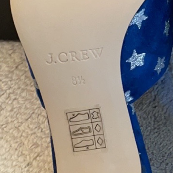 ❌SOLD❌J. Crew Star Suede Slide Heels Blue Silver - Picture 10 of 10